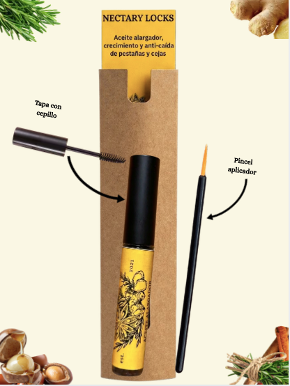 Aceite alargador, crecimiento y anti-caída de pestañas y cejas.